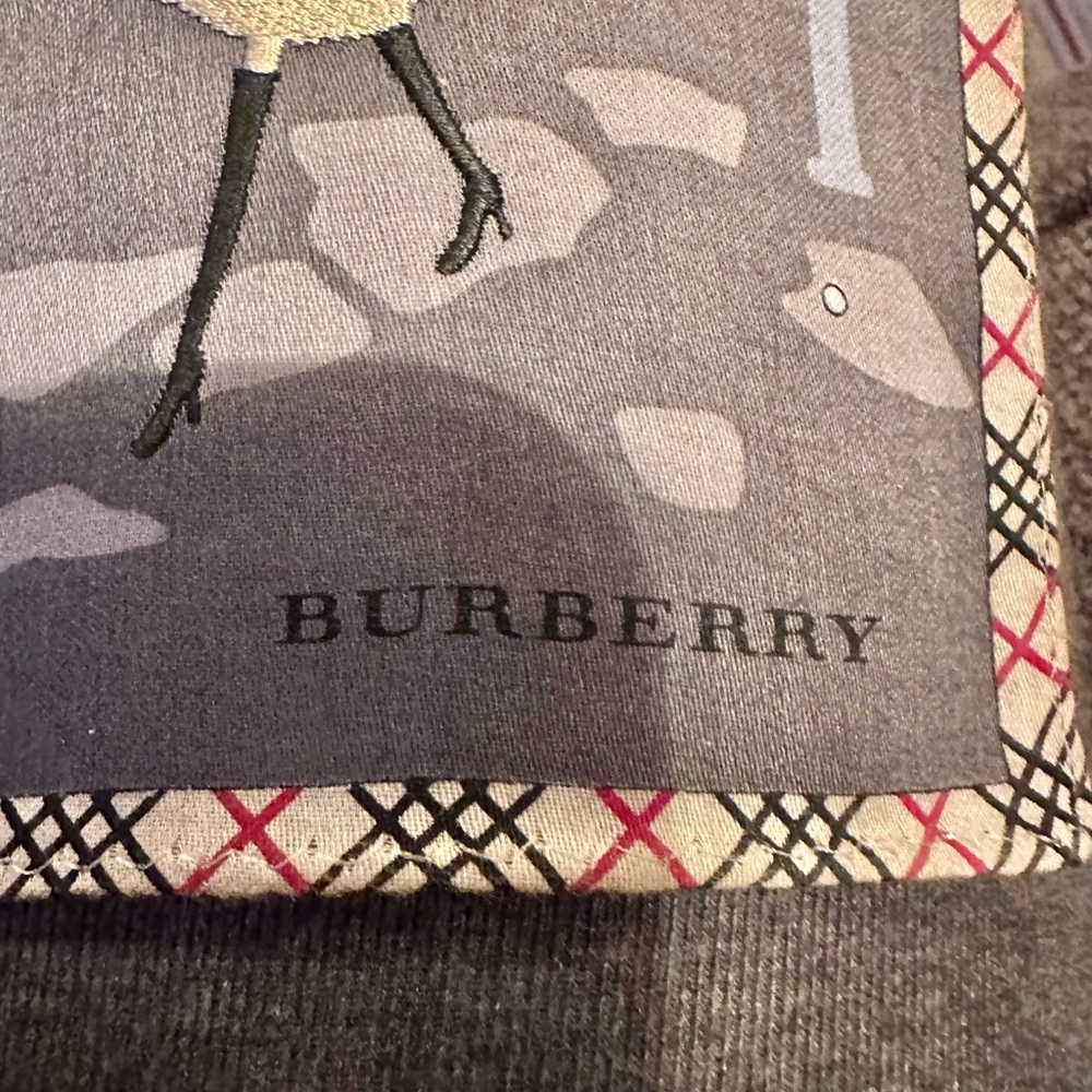 Burberry story scarf silk/ cotton 20x19.5 ” rolled hem. Very rare nwot - Picture 7 of 9